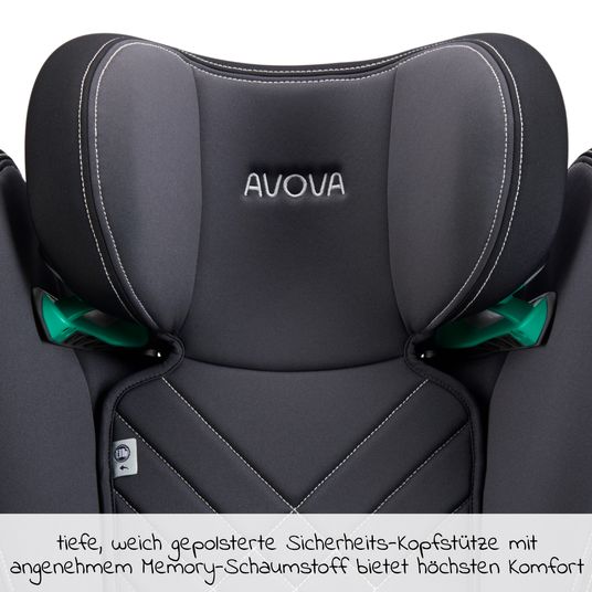 Avova Kindersitz Sora-Fix i-Size 100 cm - 150 cm / 3 Jahre bis 12 Jahre mit Isofix - Grey & Black