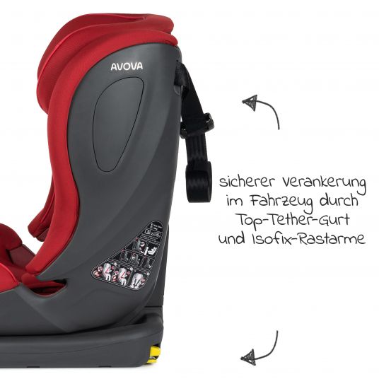 Avova Kindersitz Sperling - Fix i-Size 76 cm - 150 cm / ab 15 Monate bis 12 Jahre - Maple Red