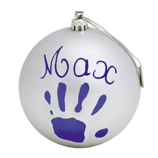 Baby Art Christmas tree ball for imprint & inscription - Matt silver