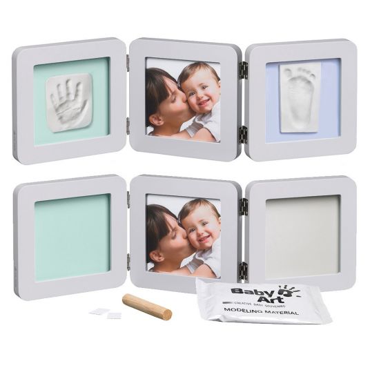Baby Art Frame for photo and 2 plaster prints My Baby Touch - Pastel
