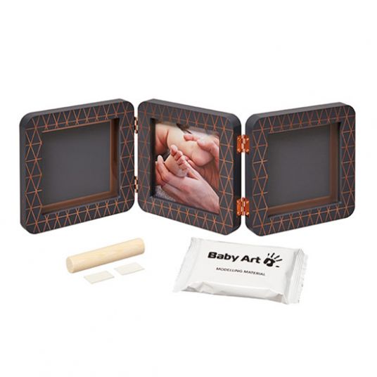 Baby Art Frame for photo and 2 plaster casts My Baby Touch - Special Edition - Double Dark Grey