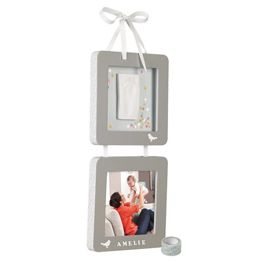 Baby Art Frame for photo and plaster cast My Little Bird - Grey