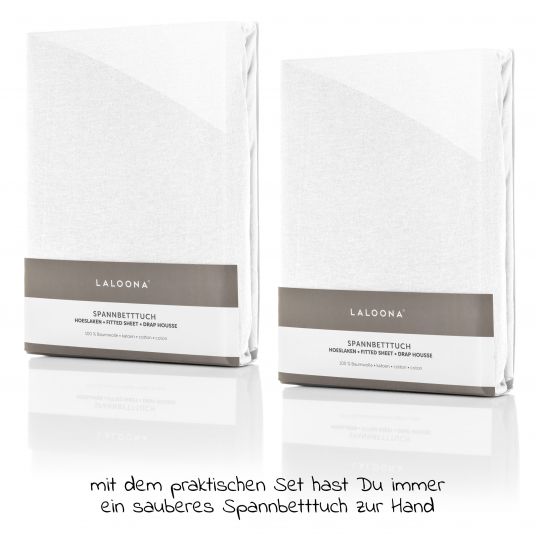 Fehn 4-tlg. Bettwäsche-Set für Beistellbett & Wiege 90x40 cm / Spannbetttuch und Bettwäsche - Bruno Bär - Weiß