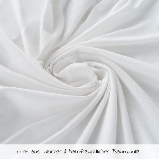 Fehn 4-tlg. Bettwäsche-Set für Beistellbett & Wiege 90x40 cm / Spannbetttuch und Bettwäsche - Bruno Bär - Weiß