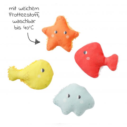 Fehn Badespielzeug Kescher Frosch mit 4 Meeresbewohnern - Plansch & Play
