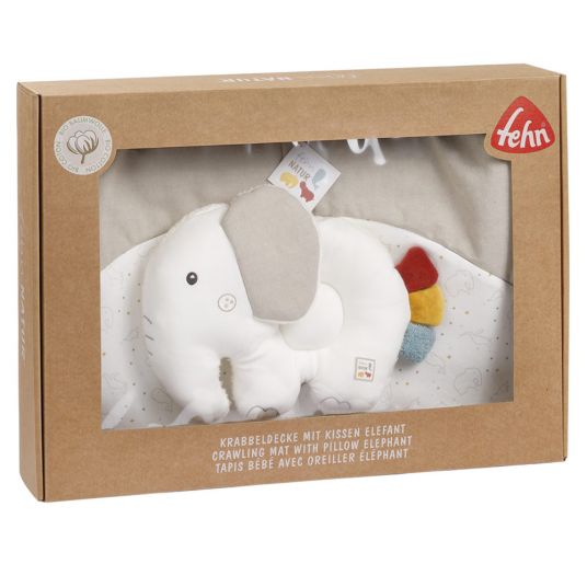 Fehn Organic cotton crawling blanket with pillow NATURE - elephant