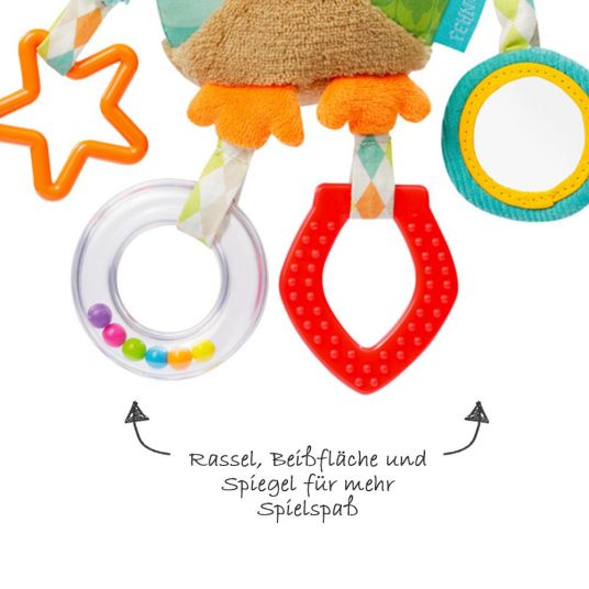 Fehn Activity Speelgoed Vleermuis - Met Spiegeltje, Bijtring En Rammelaar, Voor Baby's Vanaf 0 Maanden