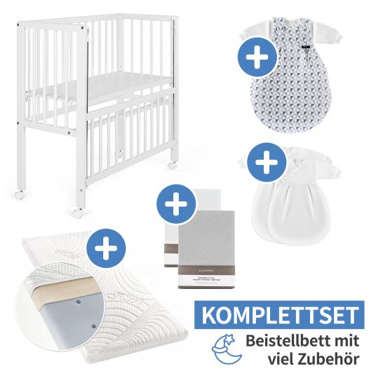 8-teiliges Baby Bettwäsche Set 90x40 cm mit 4-seitig Kinderbett Schutz 