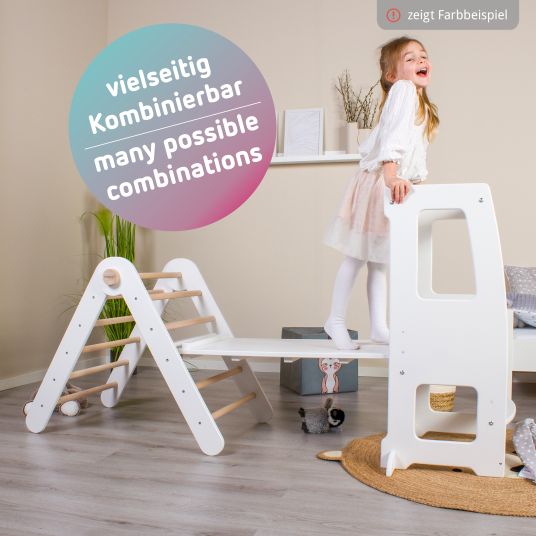 Babybay 2in1 Kletterleiter & Rutsche für Littlefoot Lernturm und Kletterdreieck - Beige lackiert