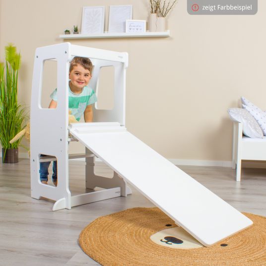 Babybay 2in1 Kletterleiter & Rutsche für Littlefoot Lernturm und Kletterdreieck - Beige lackiert