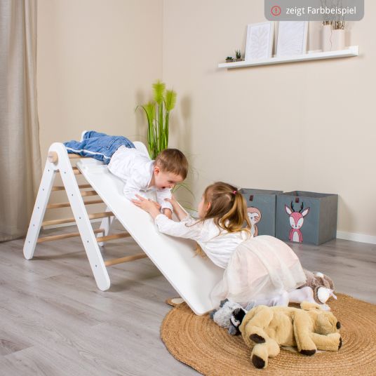 Babybay 2in1 Kletterleiter & Rutsche für Littlefoot Lernturm und Kletterdreieck - Beige lackiert