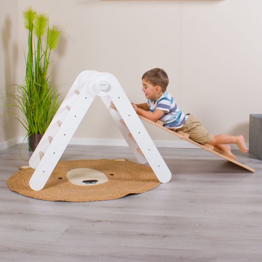 Babybay 2in1 Kletterleiter & Rutsche für Littlefoot Lernturm und Kletterdreieck - Natur lackiert