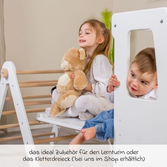 Babybay 2in1 Kletterleiter & Rutsche für Littlefoot Lernturm und Kletterdreieck - Weiß lackiert