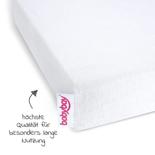Babybay Set di 5 pezzi Boxspring con materasso Classic Fresh, stelle del nido bianco grigio perla, lenzuolo matrimoniale deluxe bianco e cancelletto di chiusura - bianco