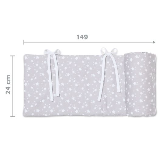 Babybay 5-piece co-sleeper set Original with mattress Klima Wave, nest stars white pearl gray, fitted sheet deluxe white & closing grid - white