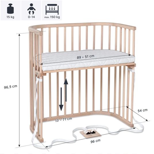 Babybay Boxspring co-sleeper incl. free mattress Classic Soft - natural untreated