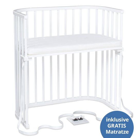 Babybay Beistellbett Boxspring inkl. Gratis Matratze Classic Soft - Weiß lackiert