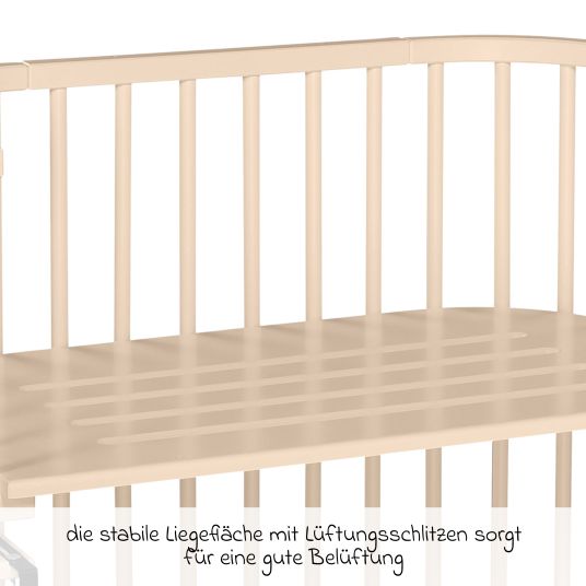 Babybay Maxi extra-large co-sleeper - also for twins - Beige lacquered