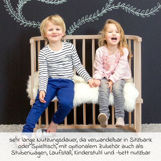 Babybay Beistellbett Maxi extra Groß - auch für Zwillinge - Beige lackiert