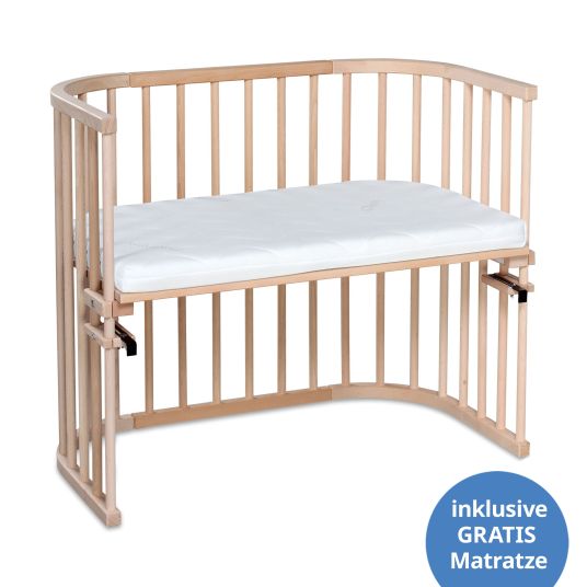 Babybay Beistellbett Maxi extra groß - auch für Zwillinge inkl. Gratis Matratze Classic Soft - Natur unbehandelt