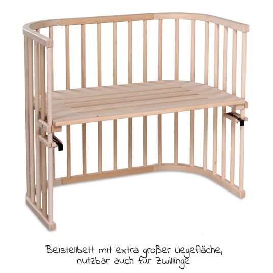 Babybay Beistellbett Maxi extra groß - auch für Zwillinge inkl. Gratis Matratze Classic Soft - Natur unbehandelt