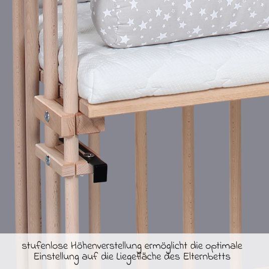 Babybay Maxi extra-large co-sleeper - also for twins incl. free Classic Soft mattress - natural untreated