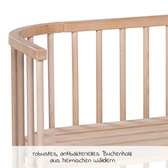 Babybay Beistellbett Maxi extra groß - auch für Zwillinge inkl. Gratis Matratze Classic Soft - Natur unbehandelt