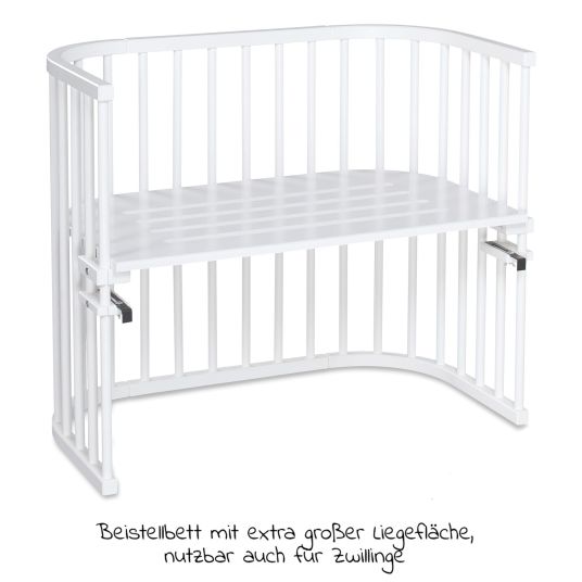 Babybay Beistellbett Maxi extra groß - auch für Zwillinge inkl. Gratis Matratze Classic Soft - Weiß lackiert