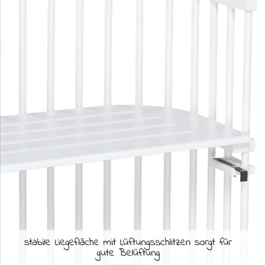 Babybay Beistellbett Maxi extra groß - auch für Zwillinge inkl. Gratis Matratze Classic Soft - Weiß lackiert