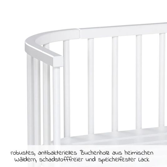 Babybay Beistellbett Maxi extra groß - auch für Zwillinge inkl. Gratis Matratze Classic Soft - Weiß lackiert