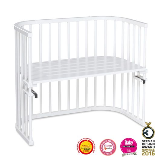 Babybay Beistellbett Maxi extra groß - auch für Zwillinge inkl. Gratis Matratze Classic Soft - Weiß lackiert