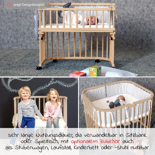 Babybay Beistellbett Maxi extra Groß - auch für Zwillinge - Schiefergrau lackiert