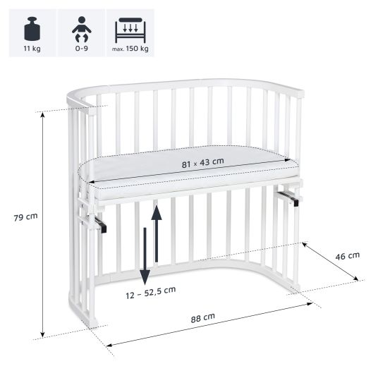 Babybay Beistellbett Original - Weiß lackiert