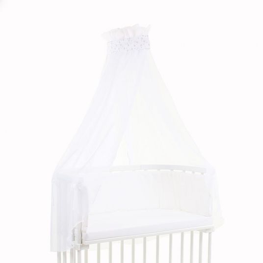 Babybay Canopy with white banderole for extra bed - stars pearlgrey