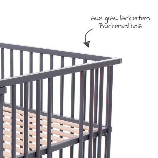 Babybay Crib conversion kit for co-sleeper Boxspring Comfort Plus - slate gray lacquered