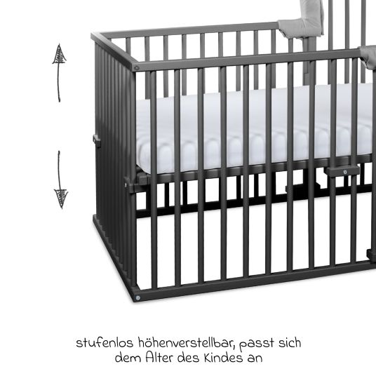 Babybay Kinderbettumbausatz für Beistellbett Boxspring Comfort Plus - Schiefergrau lackiert