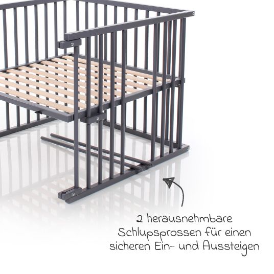 Babybay Kinderbettumbausatz für Beistellbett Boxspring Comfort Plus - Schiefergrau lackiert