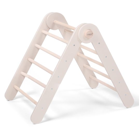 Babybay Triangolo di arrampicata Littlefoot montato, regolabile senza attrezzi, pieghevole in legno di faggio - verniciato beige