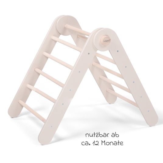 Babybay Littlefoot climbing triangle mounted, adjustable without tools, foldable made of beech wood - painted beige