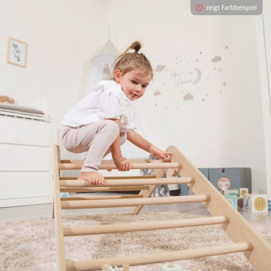 Babybay Littlefoot climbing triangle mounted, adjustable without tools, foldable made of beech wood - painted beige