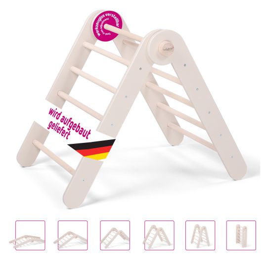 Babybay Littlefoot climbing triangle mounted, adjustable without tools, foldable made of beech wood - painted beige