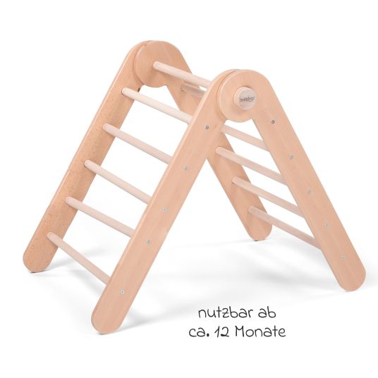 Babybay Littlefoot climbing triangle mounted, adjustable without tools, foldable made of beech wood - natural lacquer finish