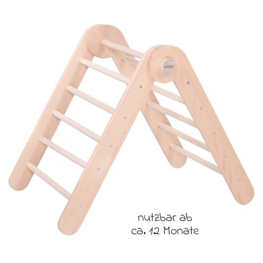 Babybay Littlefoot climbing triangle mounted, adjustable without tools, foldable made of beech wood - natural, untreated