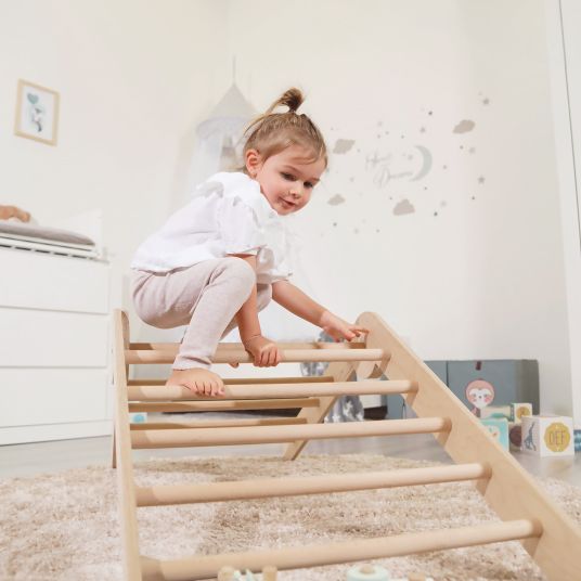 Babybay Littlefoot climbing triangle mounted, adjustable without tools, foldable made of beech wood - natural, untreated