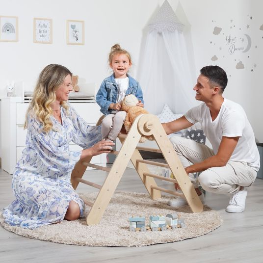 Babybay Littlefoot climbing triangle mounted, adjustable without tools, foldable made of beech wood - natural, untreated