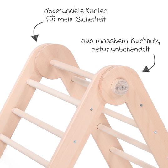 Babybay Littlefoot climbing triangle mounted, adjustable without tools, foldable made of beech wood - natural, untreated