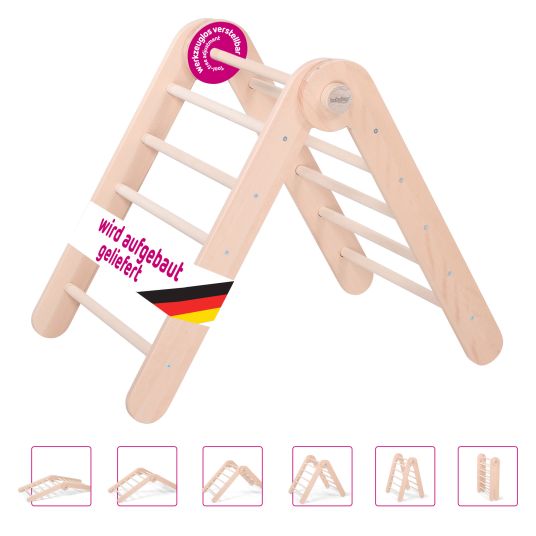 Babybay Littlefoot climbing triangle mounted, adjustable without tools, foldable made of beech wood - natural, untreated