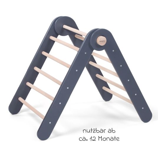 Babybay Littlefoot climbing triangle mounted, adjustable without tools, foldable made of beech wood - painted slate gray