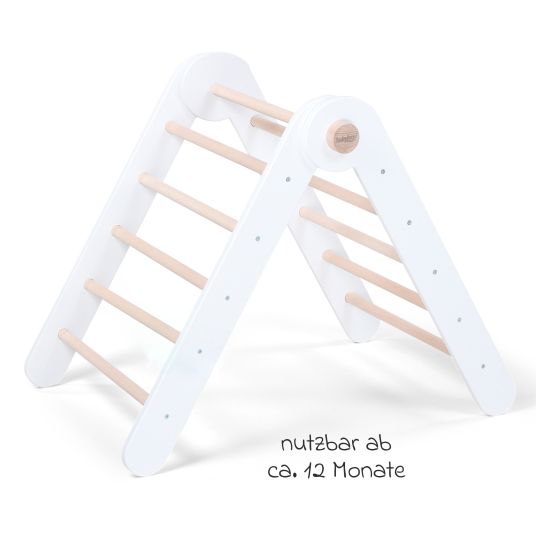 Babybay Littlefoot climbing triangle mounted, adjustable without tools, foldable made of beech wood - white lacquered