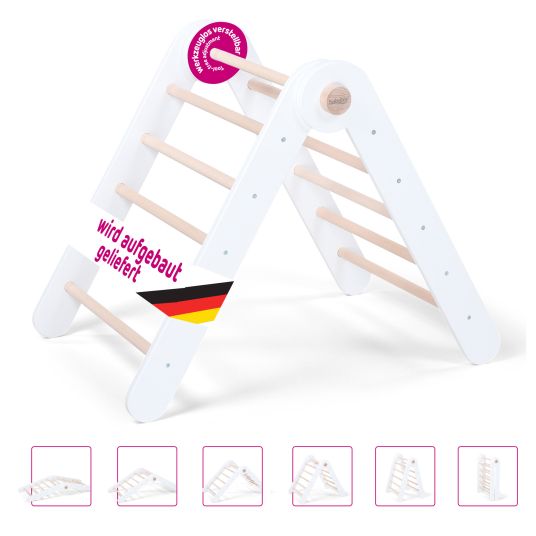 Babybay Littlefoot climbing triangle mounted, adjustable without tools, foldable made of beech wood - white lacquered